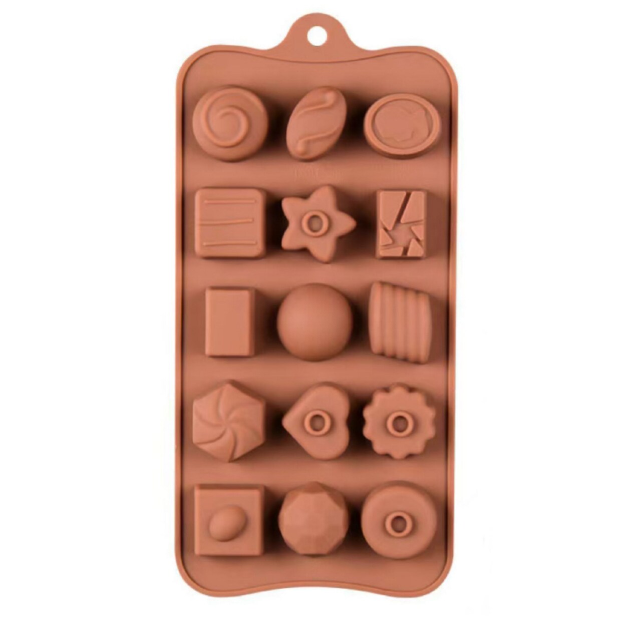 Kitcheniva Silicone Assorted Chocolate Mold with 15 Unique Shapes, (4.1 x 8.5 Inch)
